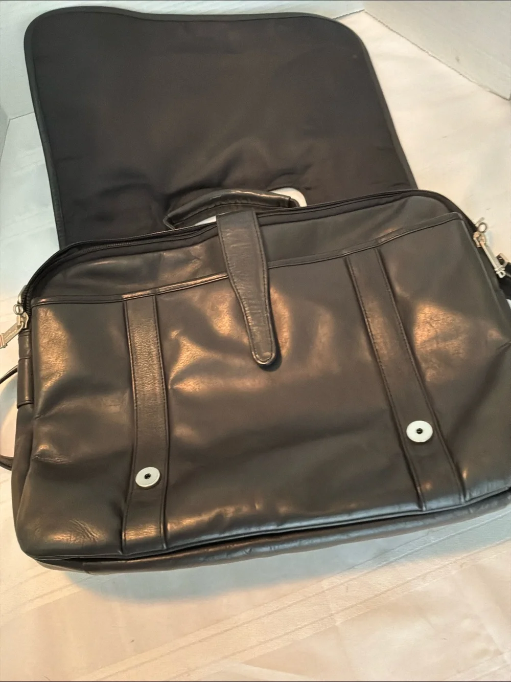 Black Leather Messenger Bag for Men by 100% leather multi compartments by HT